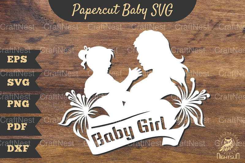 Mom and Baby Girl Papercut SVG Bundle - CraftNest - Digital Crafting and Art