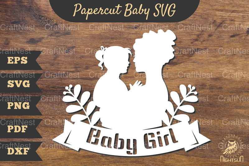 Mom and Baby Girl Papercut SVG Bundle - CraftNest - Digital Crafting and Art