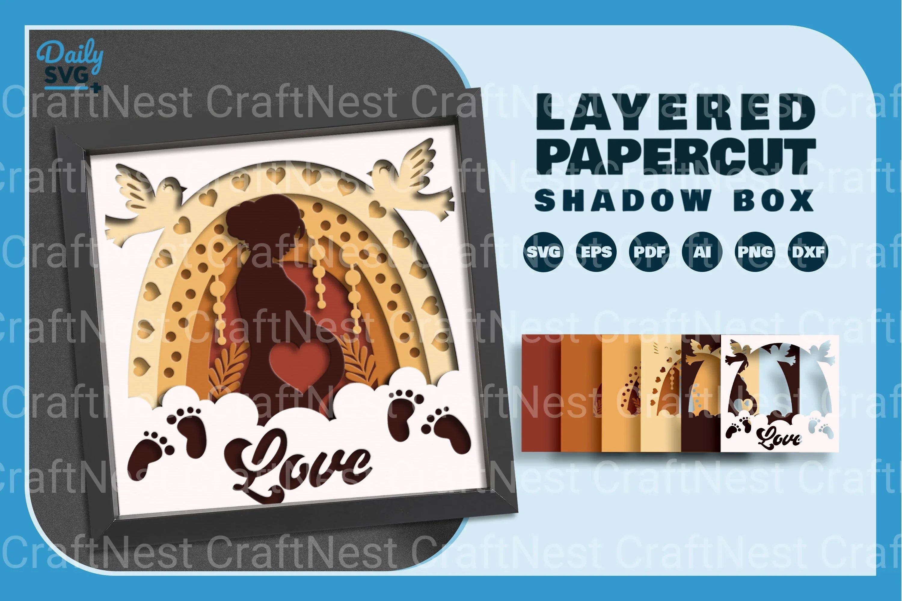 Boho Rainbow Papercut SVG Bundle for Mom and Baby