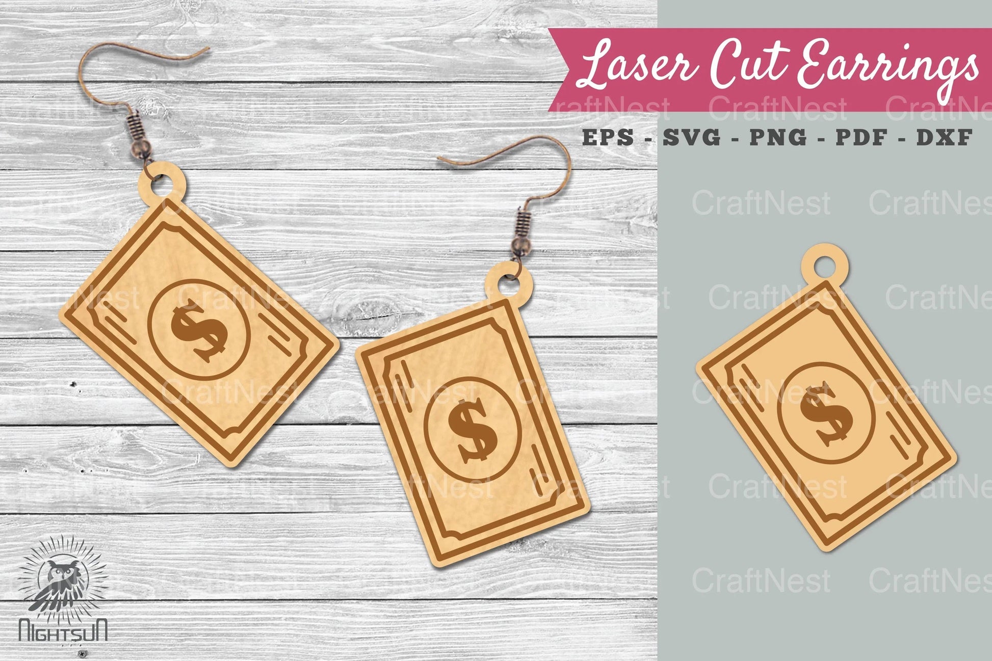 Money Laser Cut Earrings SVG Bundle - CraftNest - Digital Crafting and Art