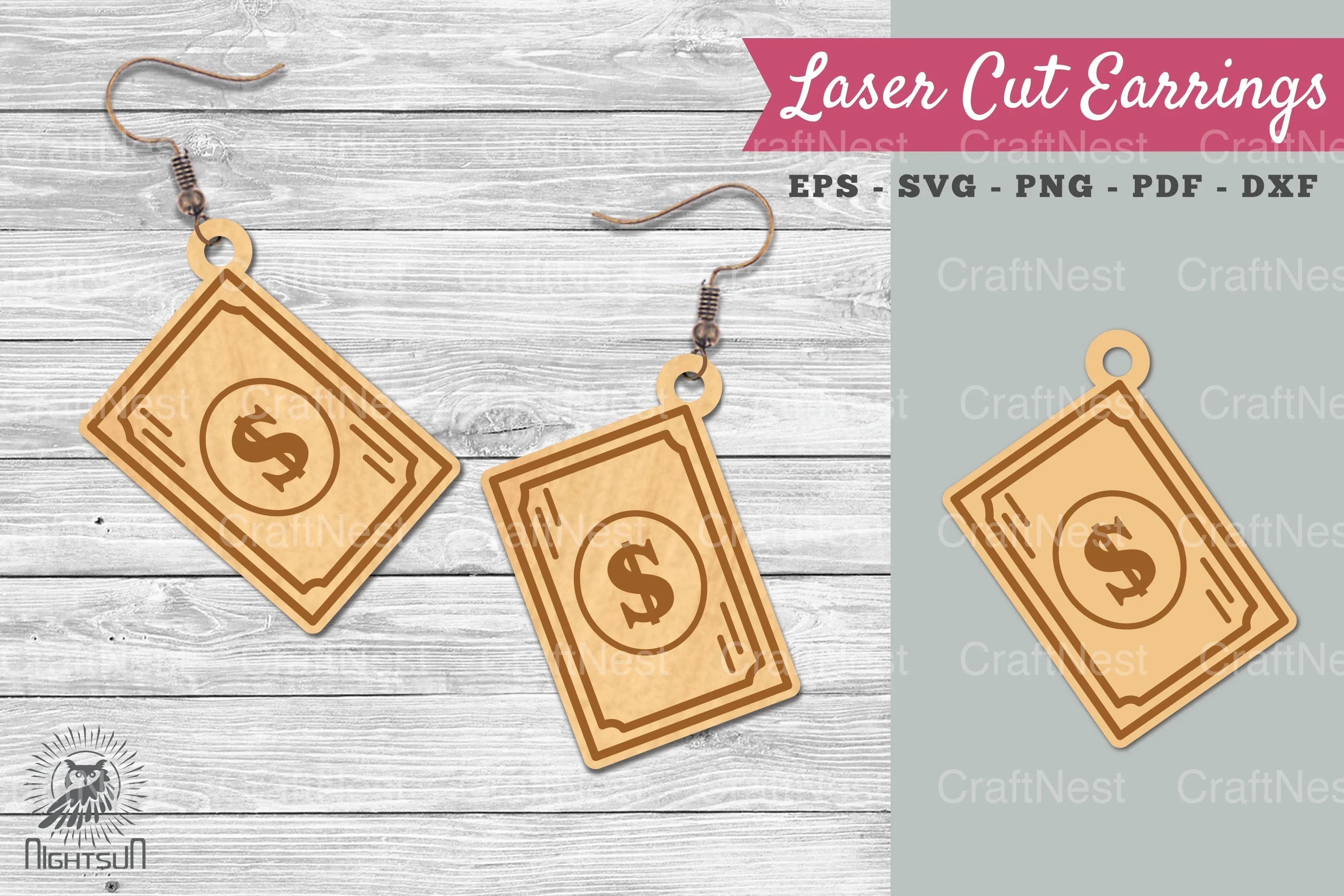 Money Laser Cut Earrings SVG Bundle - CraftNest - Digital Crafting and Art