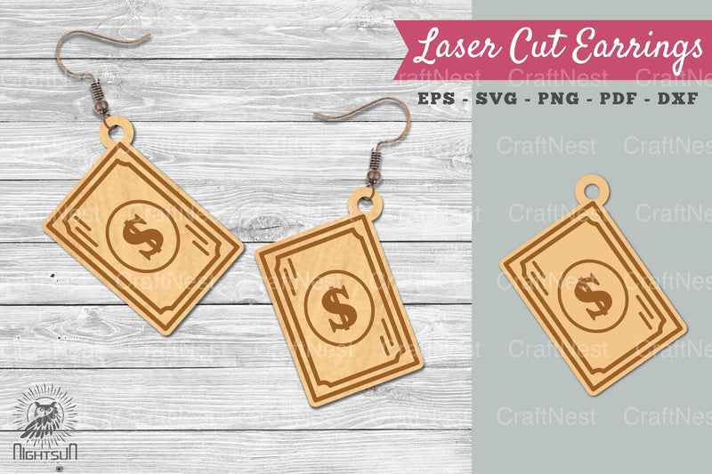 Money Laser Cut Earrings SVG Bundle - CraftNest - Digital Crafting and Art
