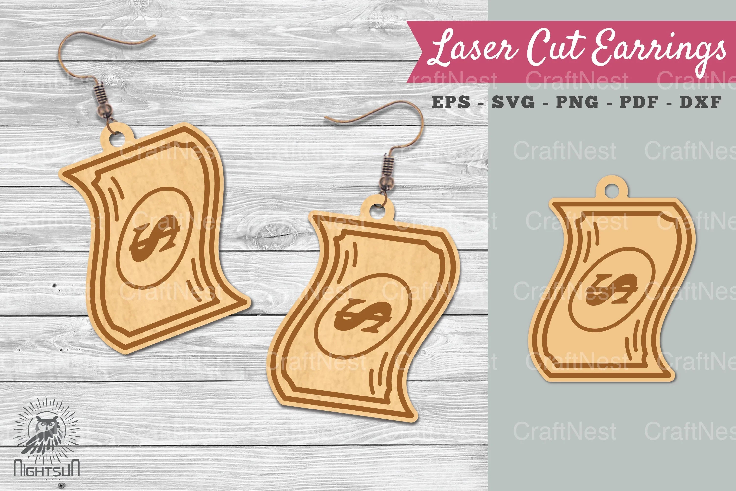 Money Laser Cut Earrings SVG Bundle - CraftNest - Digital Crafting and Art