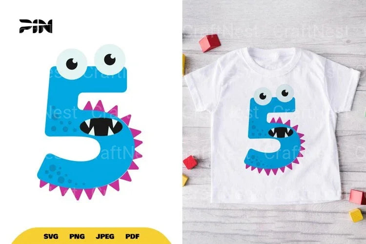 Monster Number Five SVG Bundle - CraftNest - Digital Crafting and Art