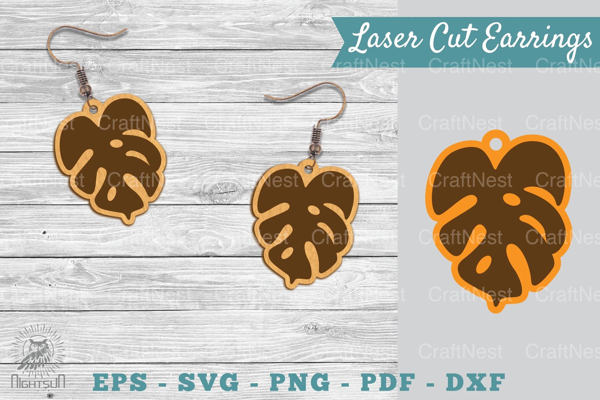Monstera Leaves Laser Cut Earrings SVG Bundle - CraftNest - Digital Crafting and Art