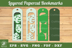 Monstera Leaves Layered Bookmark Clipart Bundle - CraftNest - Digital Crafting and Art