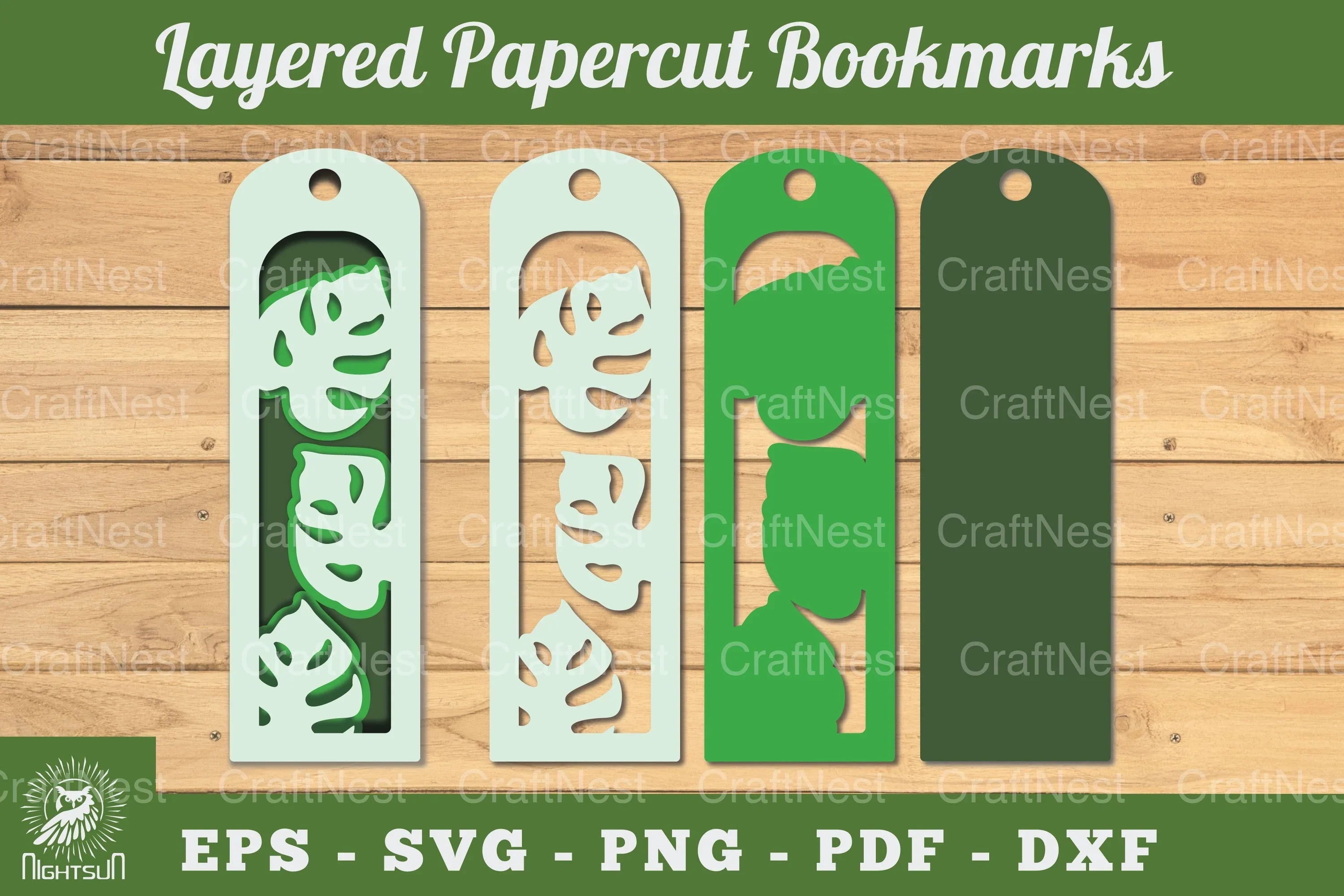 Monstera Leaves Layered Bookmark Clipart Bundle - CraftNest - Digital Crafting and Art