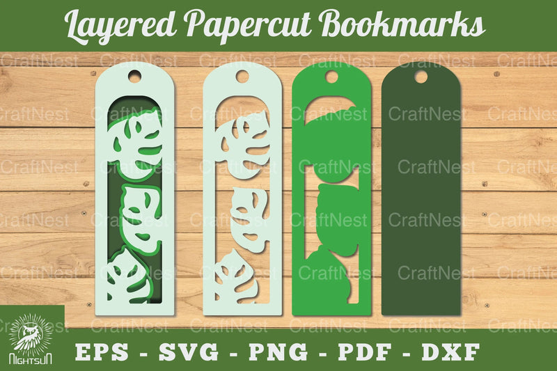 Monstera Leaves Layered Bookmark Clipart Bundle - CraftNest - Digital Crafting and Art