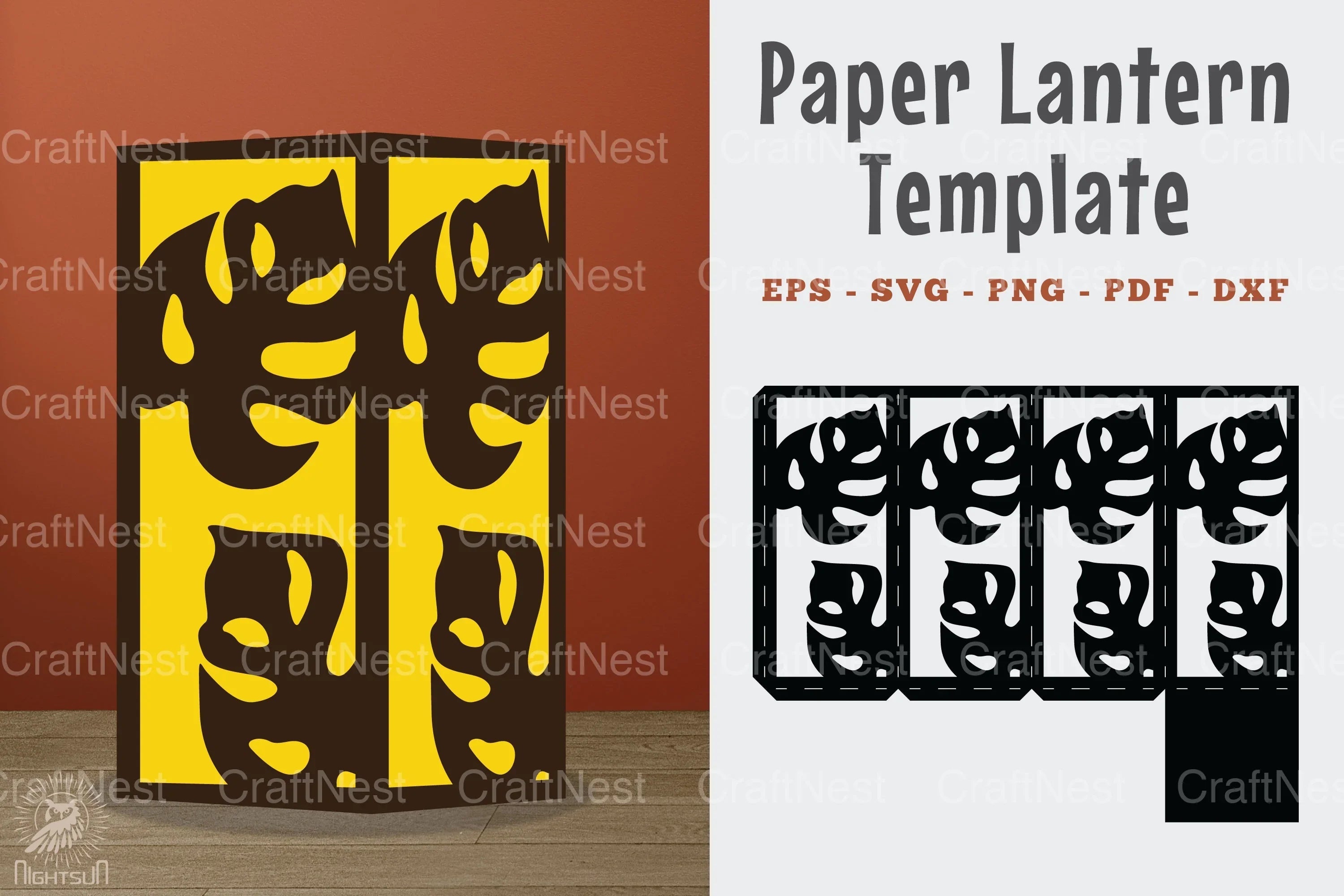 Monstera Papercut Lantern Template Bundle - CraftNest - Digital Crafting and Art