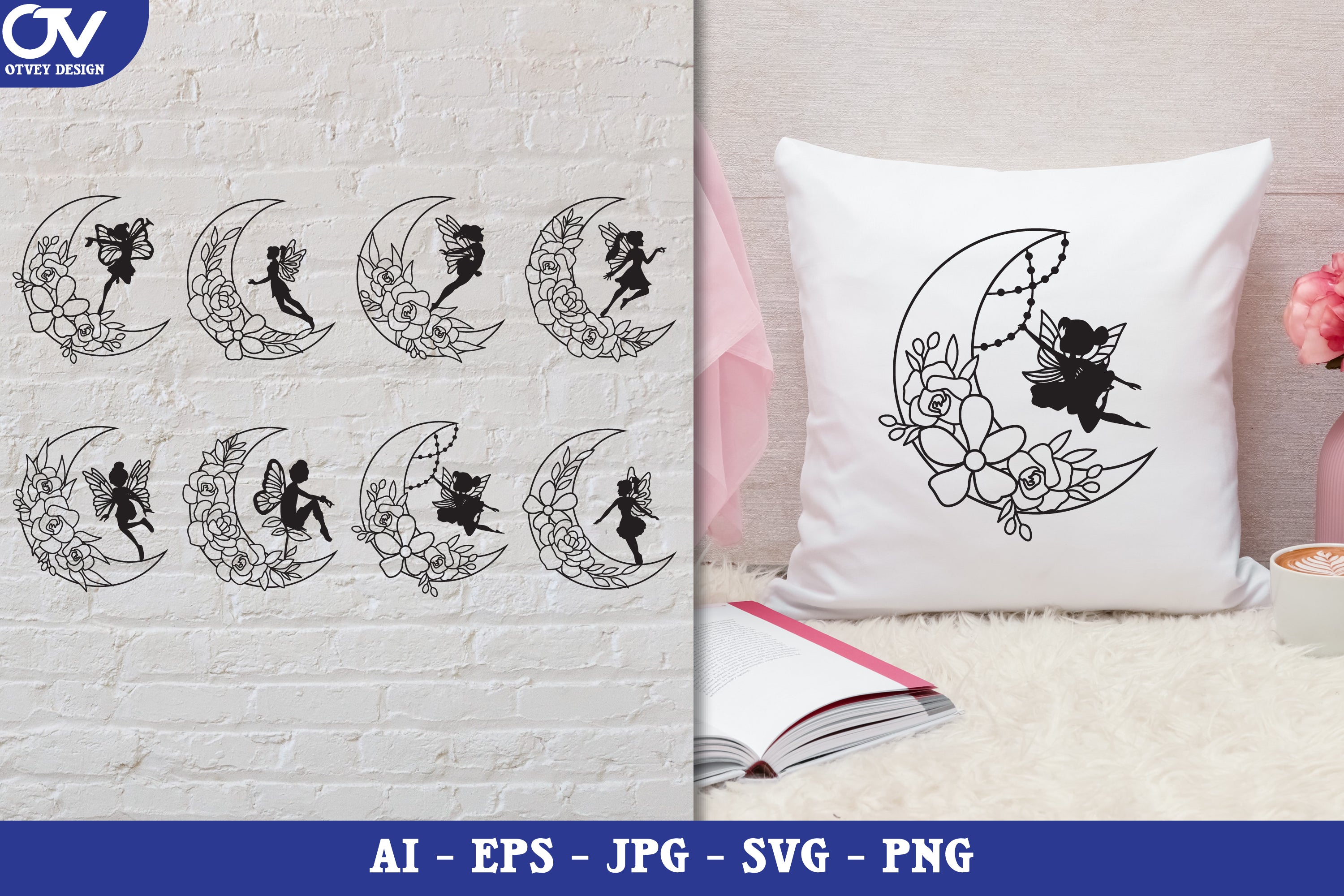Moon Fairy Silhouette SVG Bundle Collection - CraftNest - Digital Crafting and Art