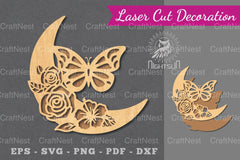 Moon Butterfly Laser Cut Decoration Clipart Bundle - CraftNest - Digital Crafting and Art