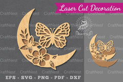 Moon Butterfly Laser Cut Decoration Clipart Bundle - CraftNest - Digital Crafting and Art