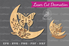 Moon Butterfly Laser Cut Decoration Clipart Bundle - CraftNest - Digital Crafting and Art