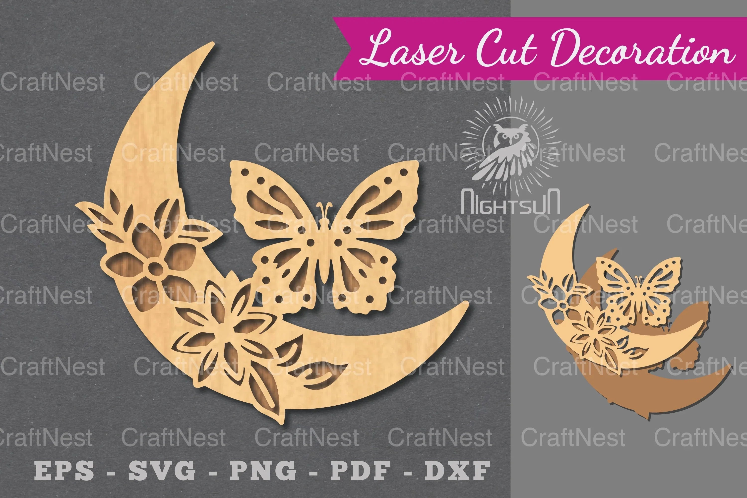 Moon Butterfly Laser Cut Decoration Clipart Bundle - CraftNest - Digital Crafting and Art