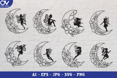 Moon Fairy Silhouette SVG Bundle Collection - CraftNest - Digital Crafting and Art