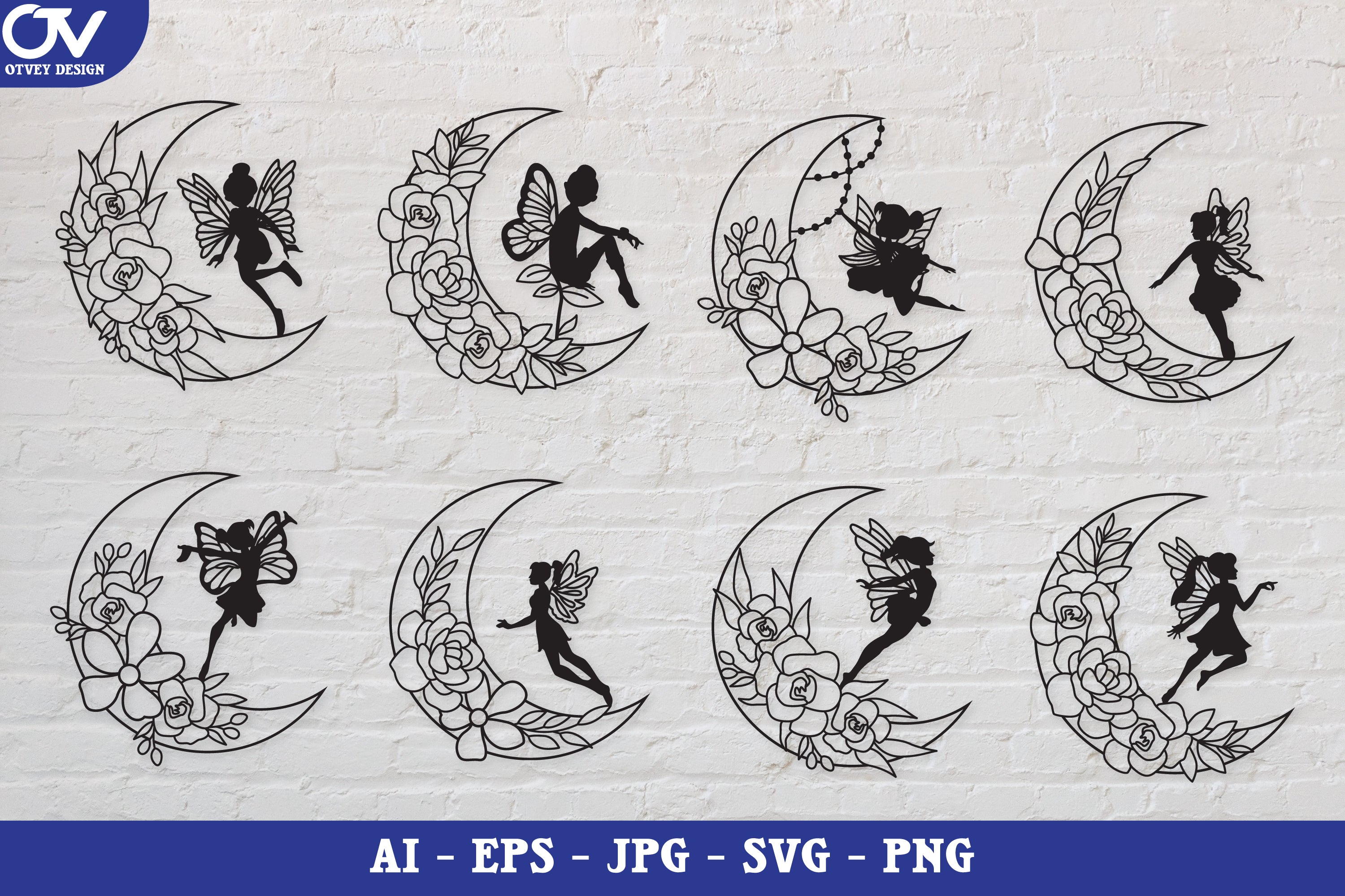 Moon Fairy Silhouette SVG Bundle Collection - CraftNest - Digital Crafting and Art