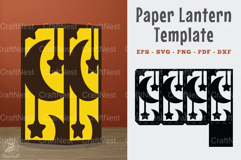 Moon Papercut Lantern Template SVG Bundle - CraftNest - Digital Crafting and Art