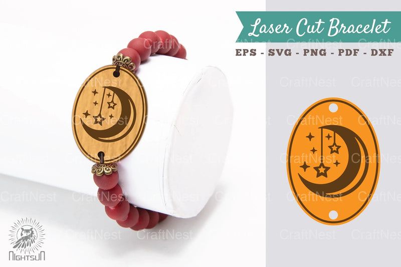 Moon and Stars Laser Cut Bracelet Design Bundle - CraftNest - Digital Crafting and Art