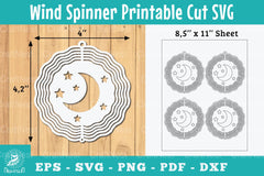 Moon and Stars Wind Spinner Clipart Bundle - CraftNest - Digital Crafting and Art