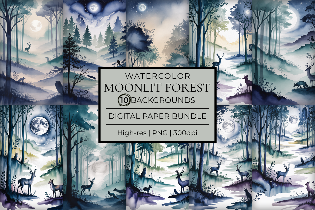 Moonlit Forest Junk Journal Papers