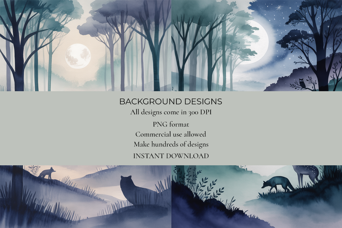 Moonlit Forest Junk Journal Papers