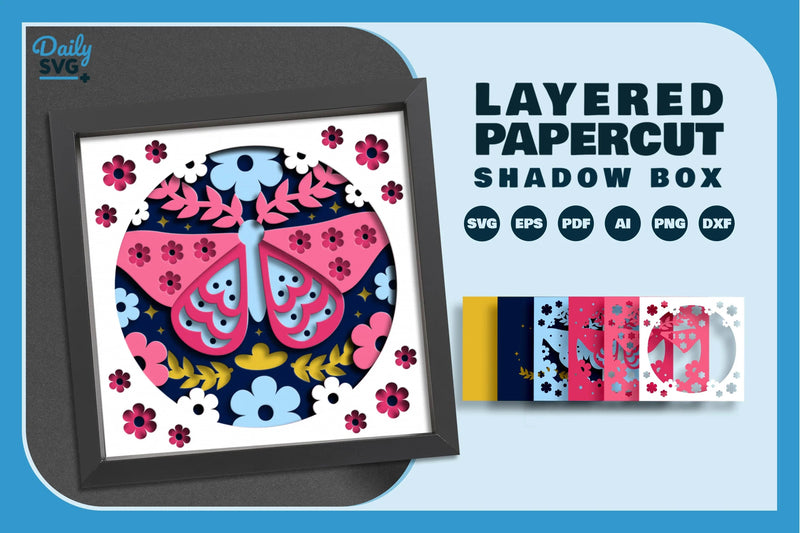 Moth Folk Art Papercut SVG Bundle - CraftNest - Digital Crafting and Art