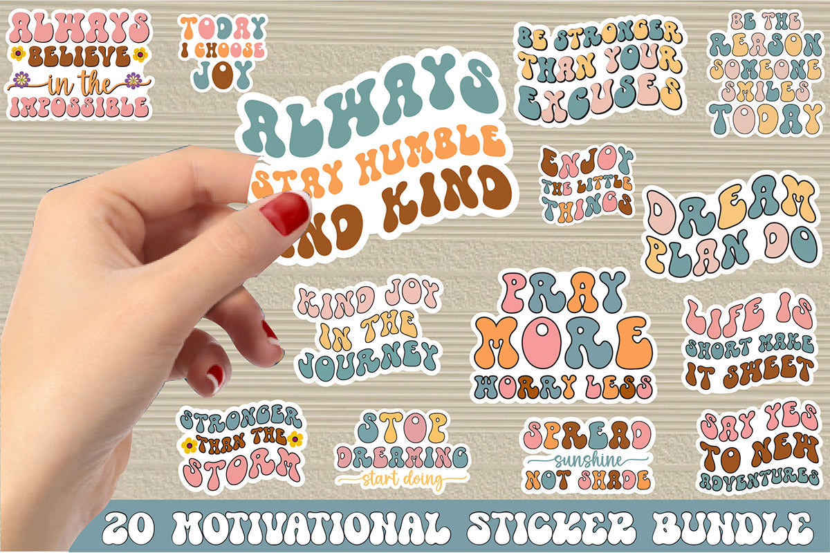 Motivational Retro Sticker Bundle