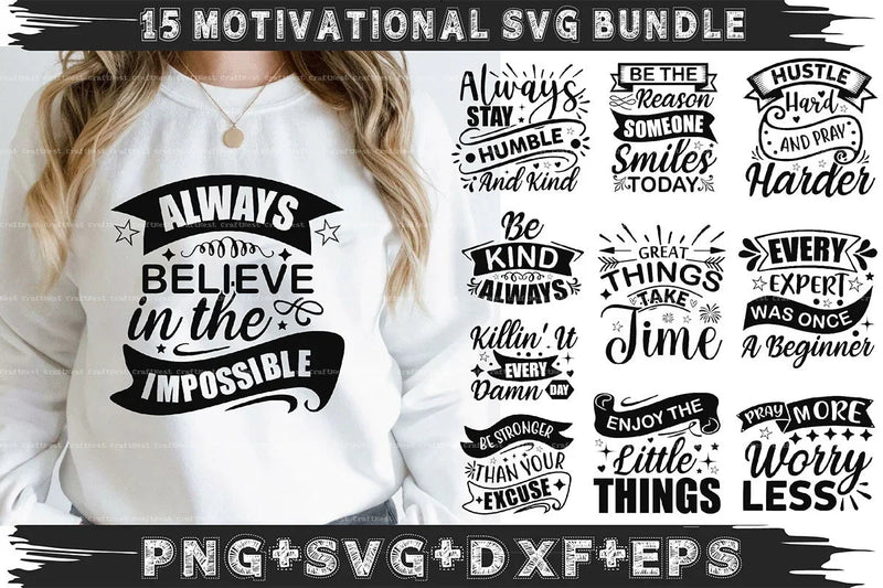 Motivational SVG Bundle for Creative Projects - CraftNest - Digital Crafting and Art