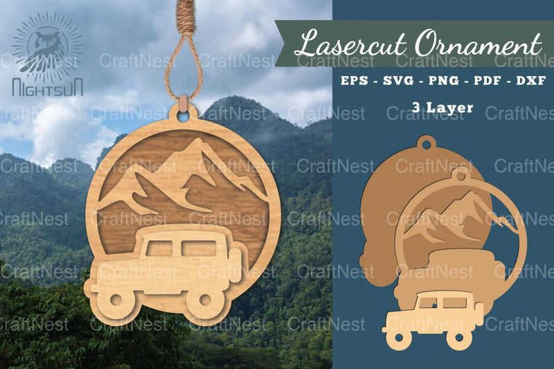 Mountain Car Laser Cut Ornament Clipart Bundle - CraftNest - Digital Crafting and Art