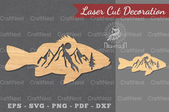 Mountain Fish Laser Cut Decoration Clipart Bundle - CraftNest - Digital Crafting and Art