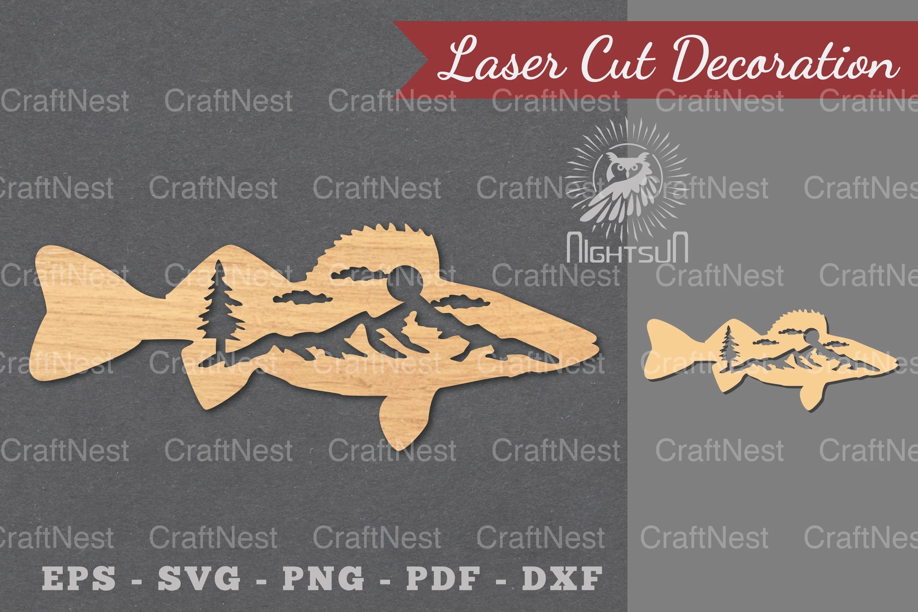 Mountain Fish Laser Cut Decoration Clipart Bundle - CraftNest - Digital Crafting and Art