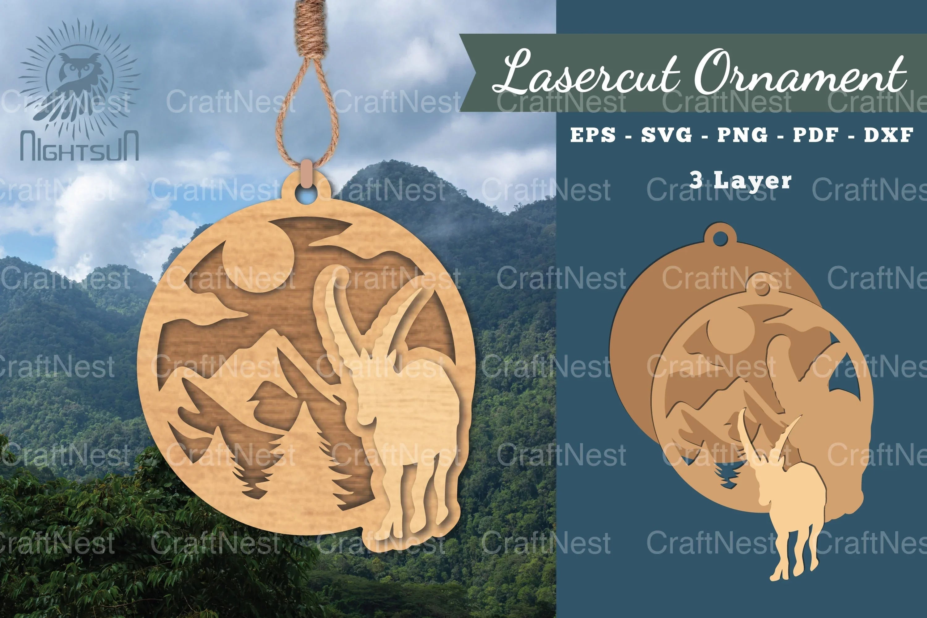 Mountain Goat Laser Cut Ornament Clipart Bundle - CraftNest - Digital Crafting and Art