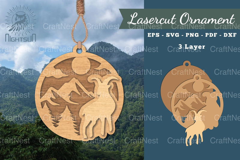 Mountain Goat Laser Cut Ornament Clipart Bundle - CraftNest - Digital Crafting and Art