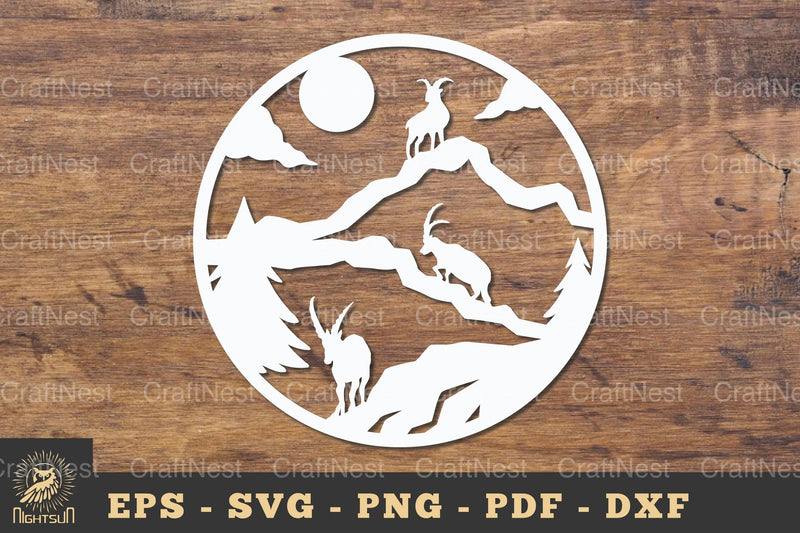 Mountain Goat Papercut SVG Bundle - CraftNest - Digital Crafting and Art