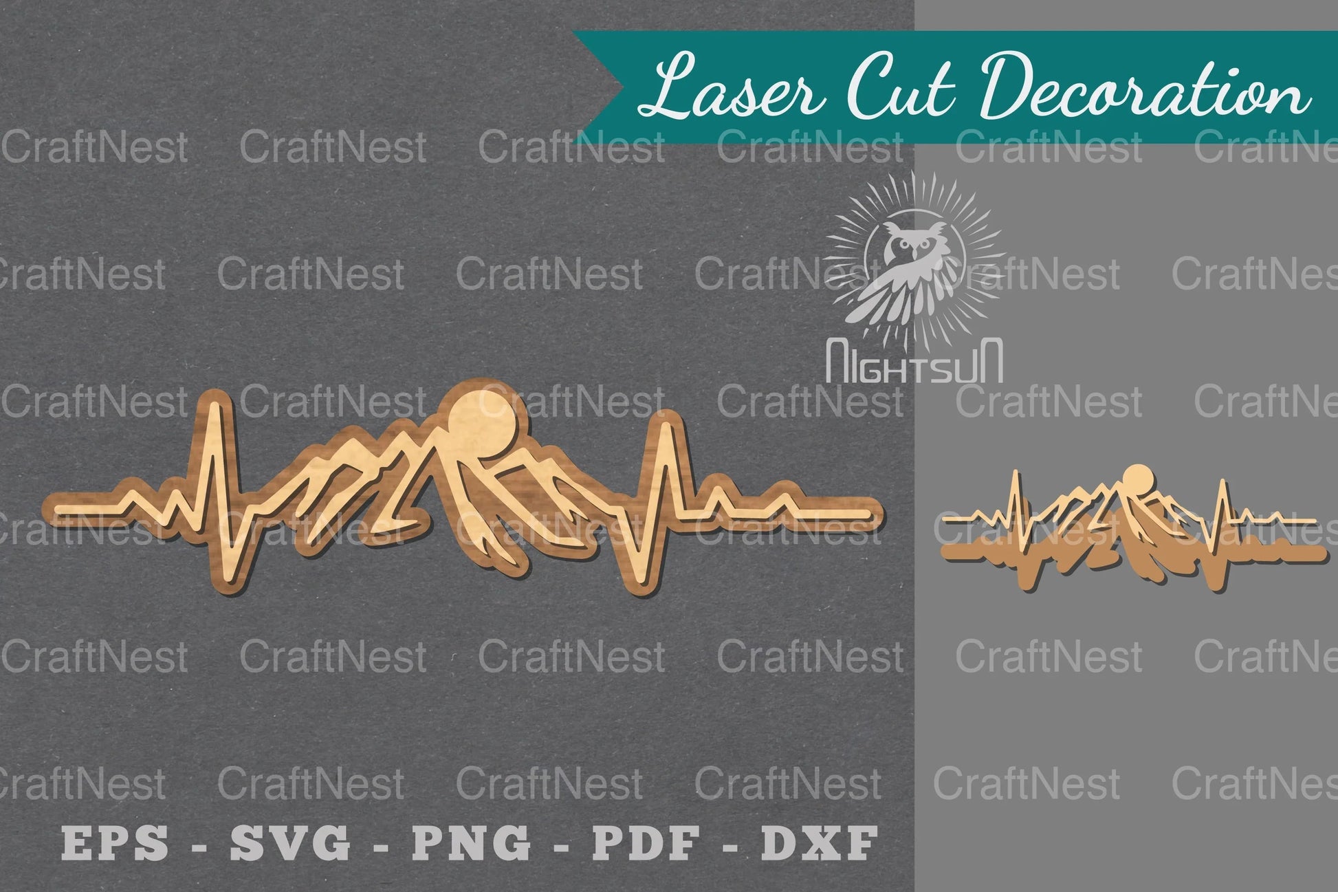 Mountain Heartbeat Laser Cut Decoration Clipart Bundle - CraftNest - Digital Crafting and Art