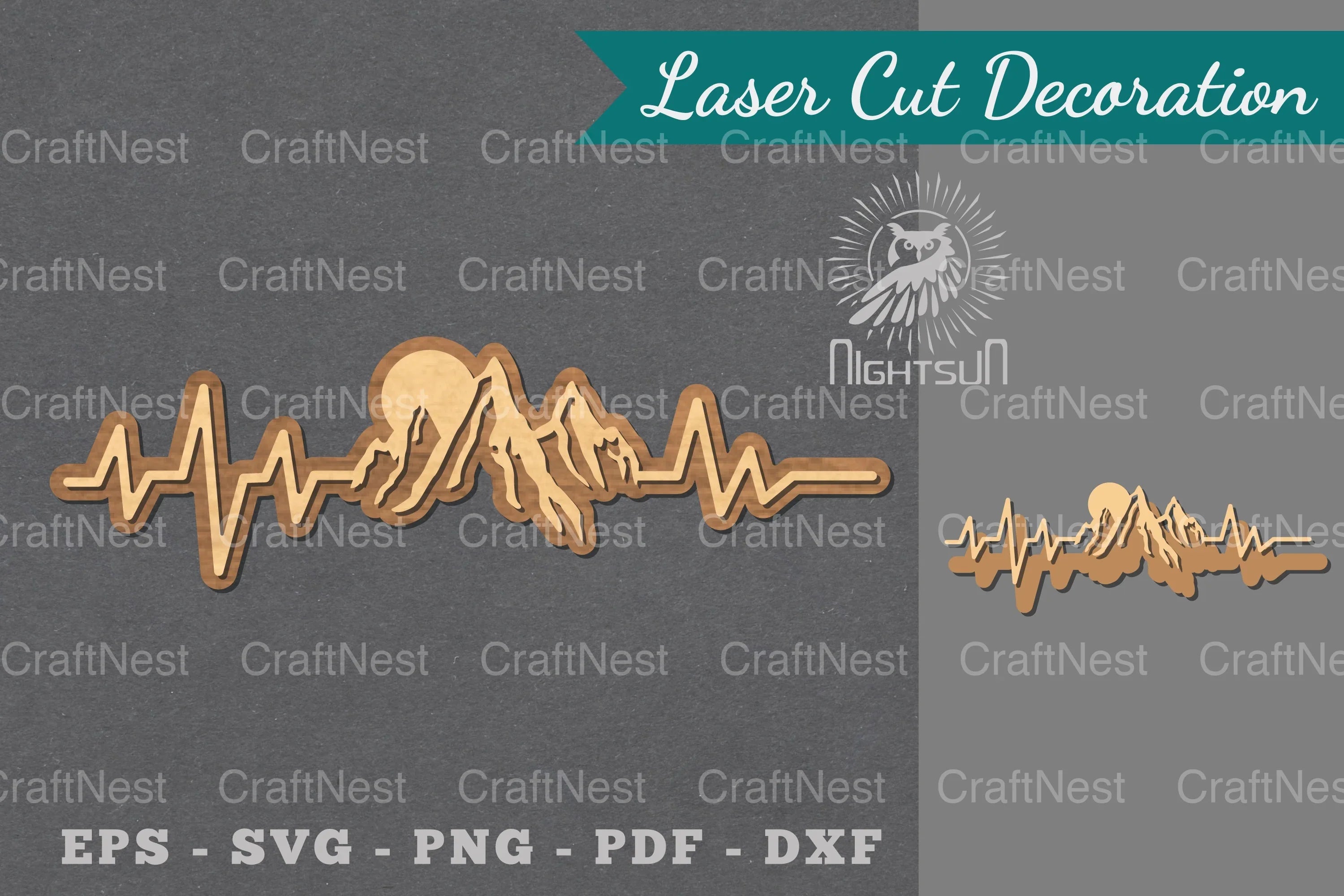 Mountain Heartbeat Laser Cut Decoration Clipart Bundle - CraftNest - Digital Crafting and Art