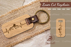 Mountain Heartbeat Laser Cut Keychain Design Bundle - CraftNest - Digital Crafting and Art