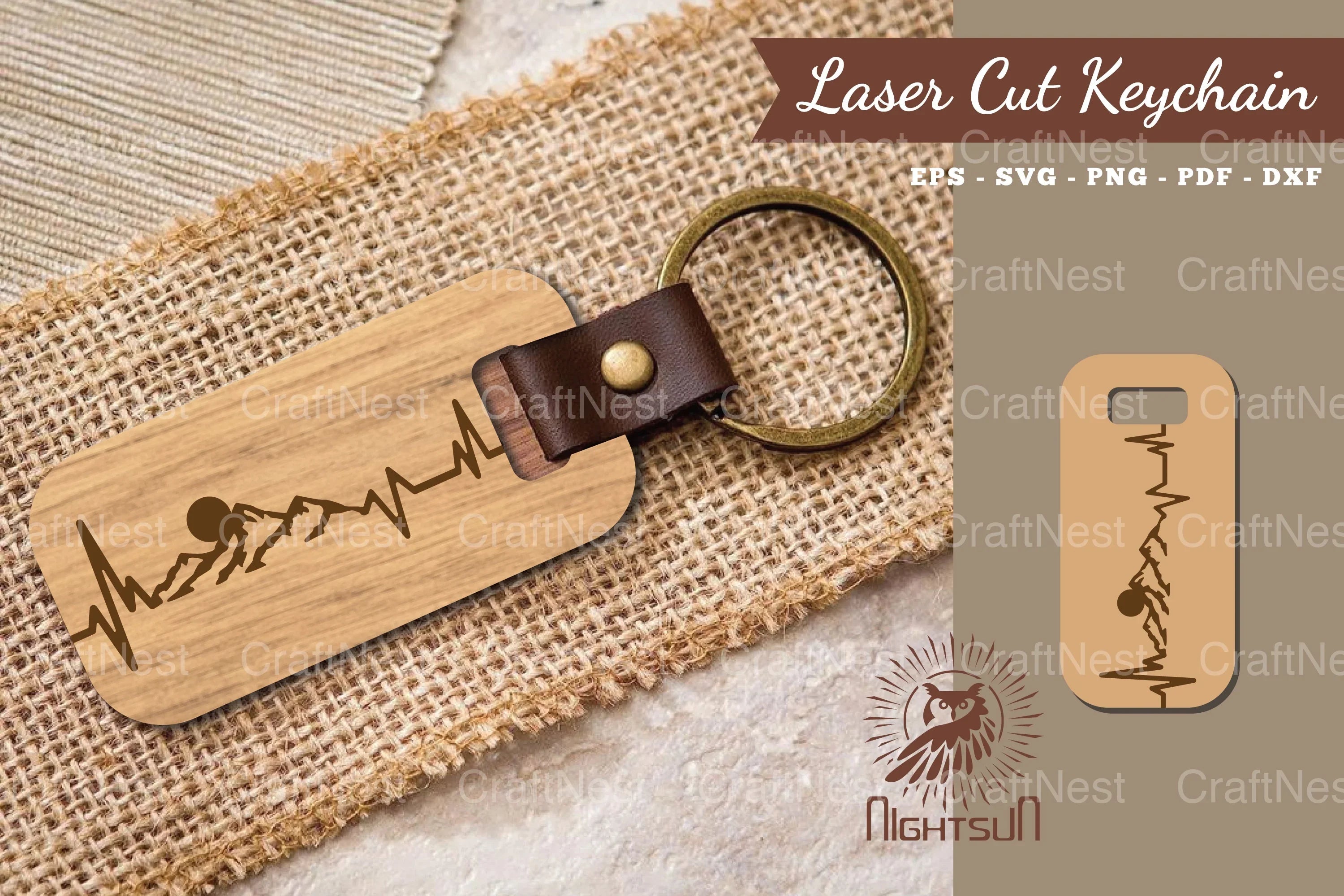 Mountain Heartbeat Laser Cut Keychain SVG Bundle - CraftNest - Digital Crafting and Art