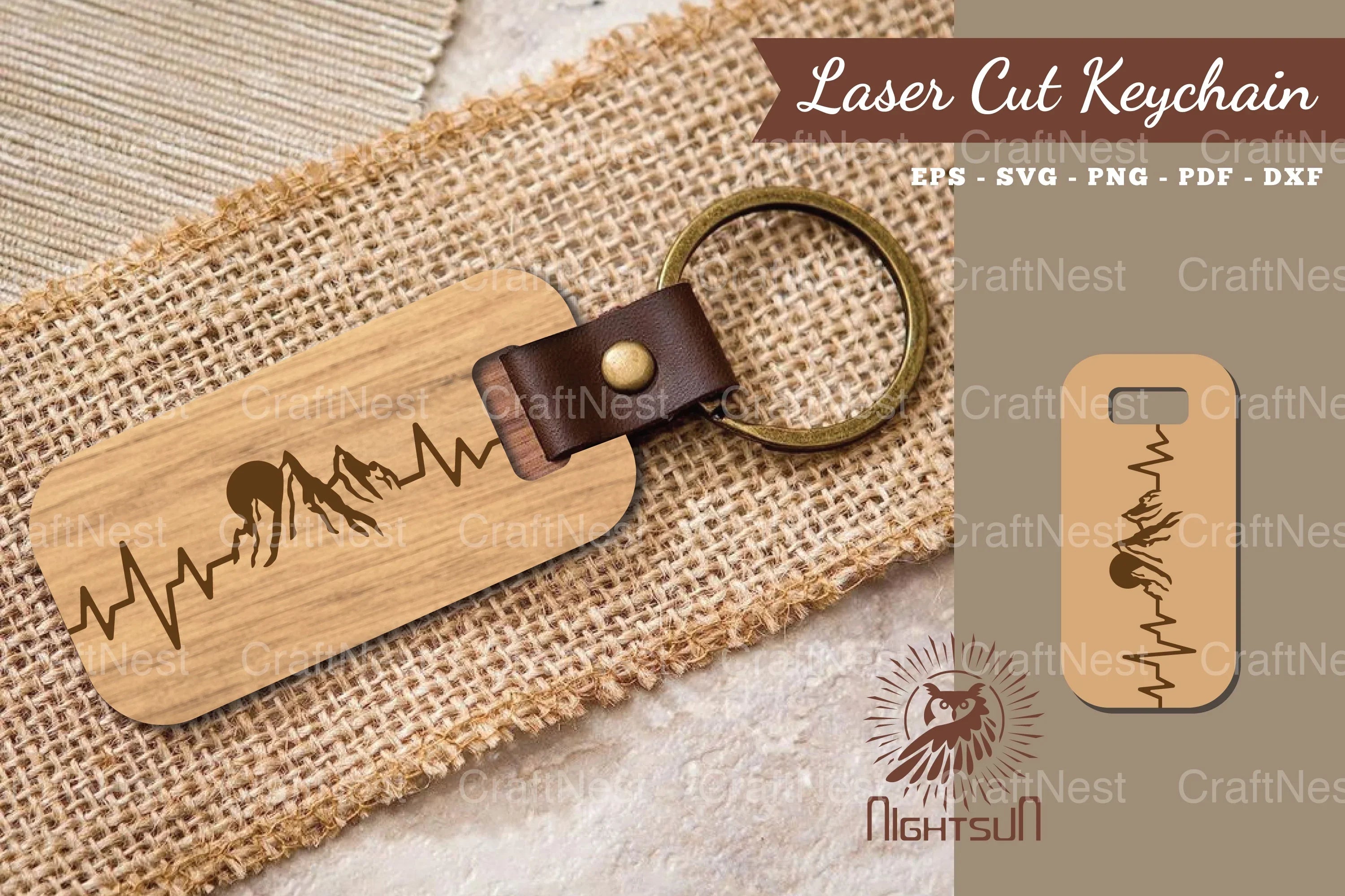 Mountain Heartbeat Laser Cut Keychain SVG Bundle - CraftNest - Digital Crafting and Art