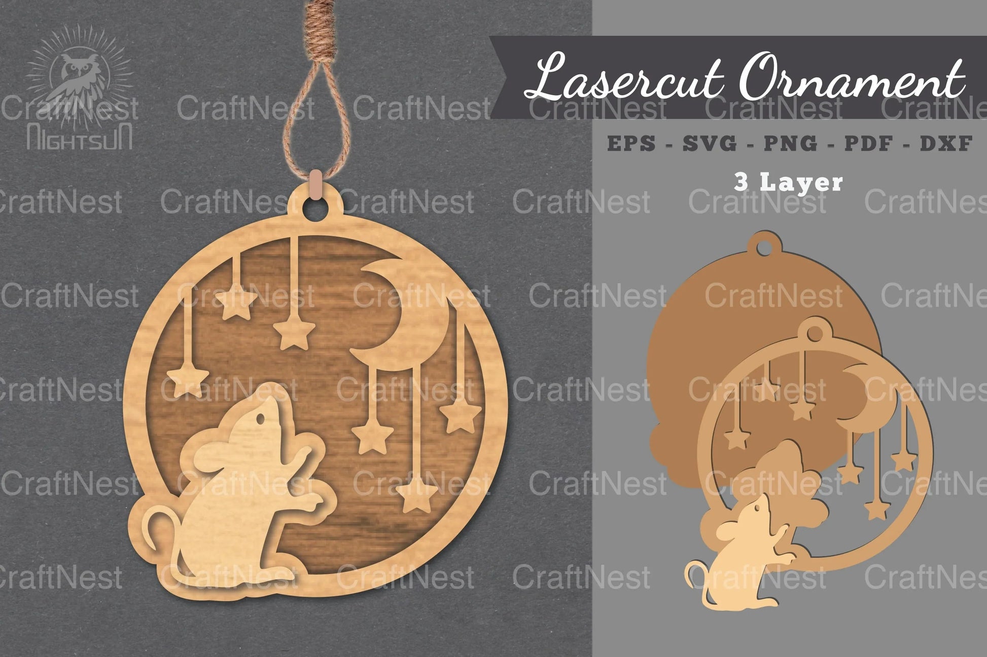 Laser Cut Mouse Ornament SVG Bundle - CraftNest - Digital Crafting and Art