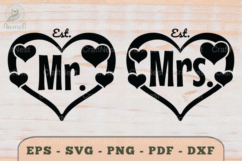 Mr and Mrs Love Couple SVG Bundle - CraftNest - Digital Crafting and Art
