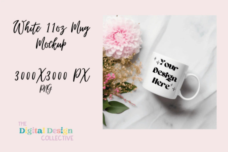 Floral Coffee Mug Mockup Design - CraftNest - Digital Crafting and Art
