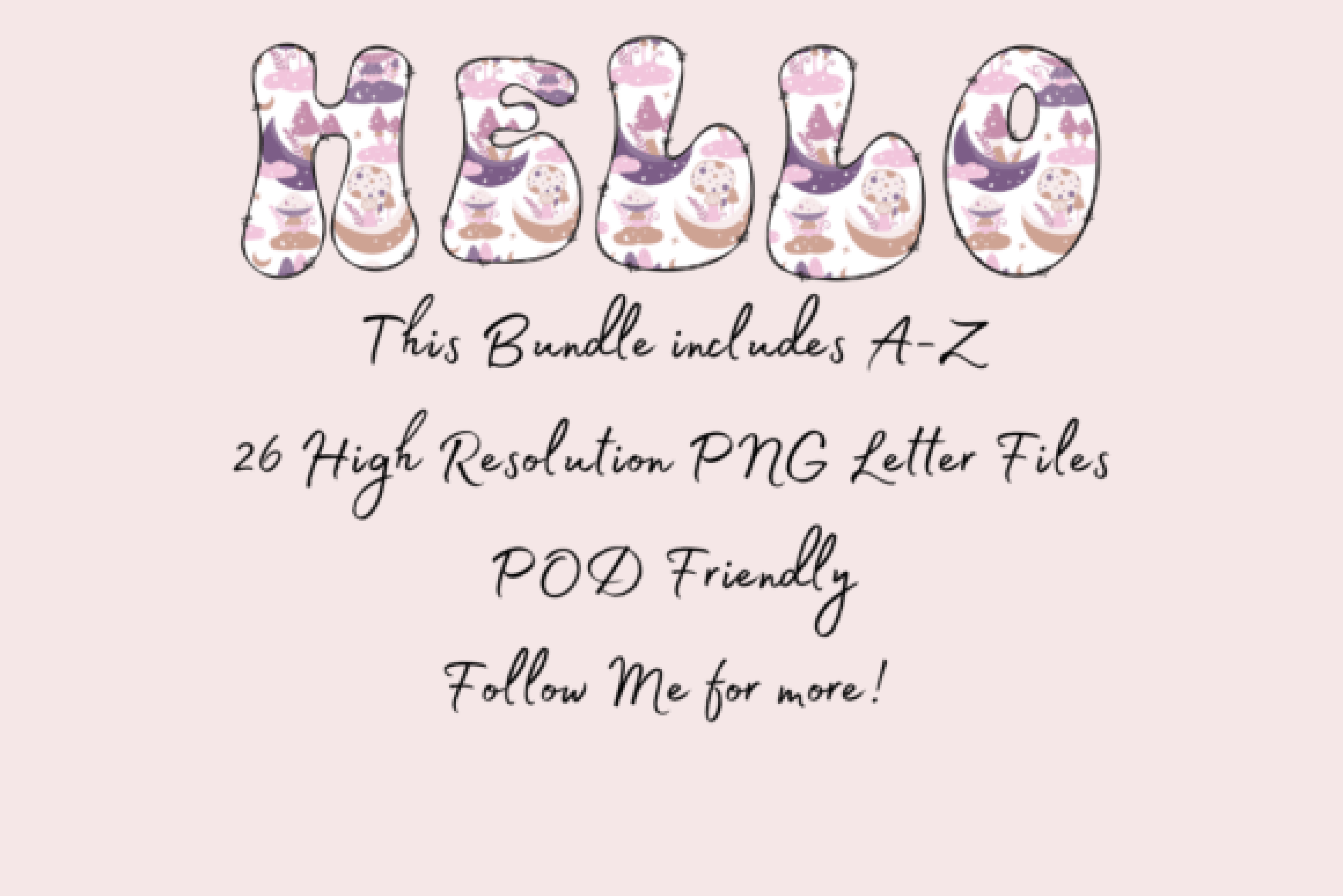 Groovy Mushroom Alphabet Clipart Bundle