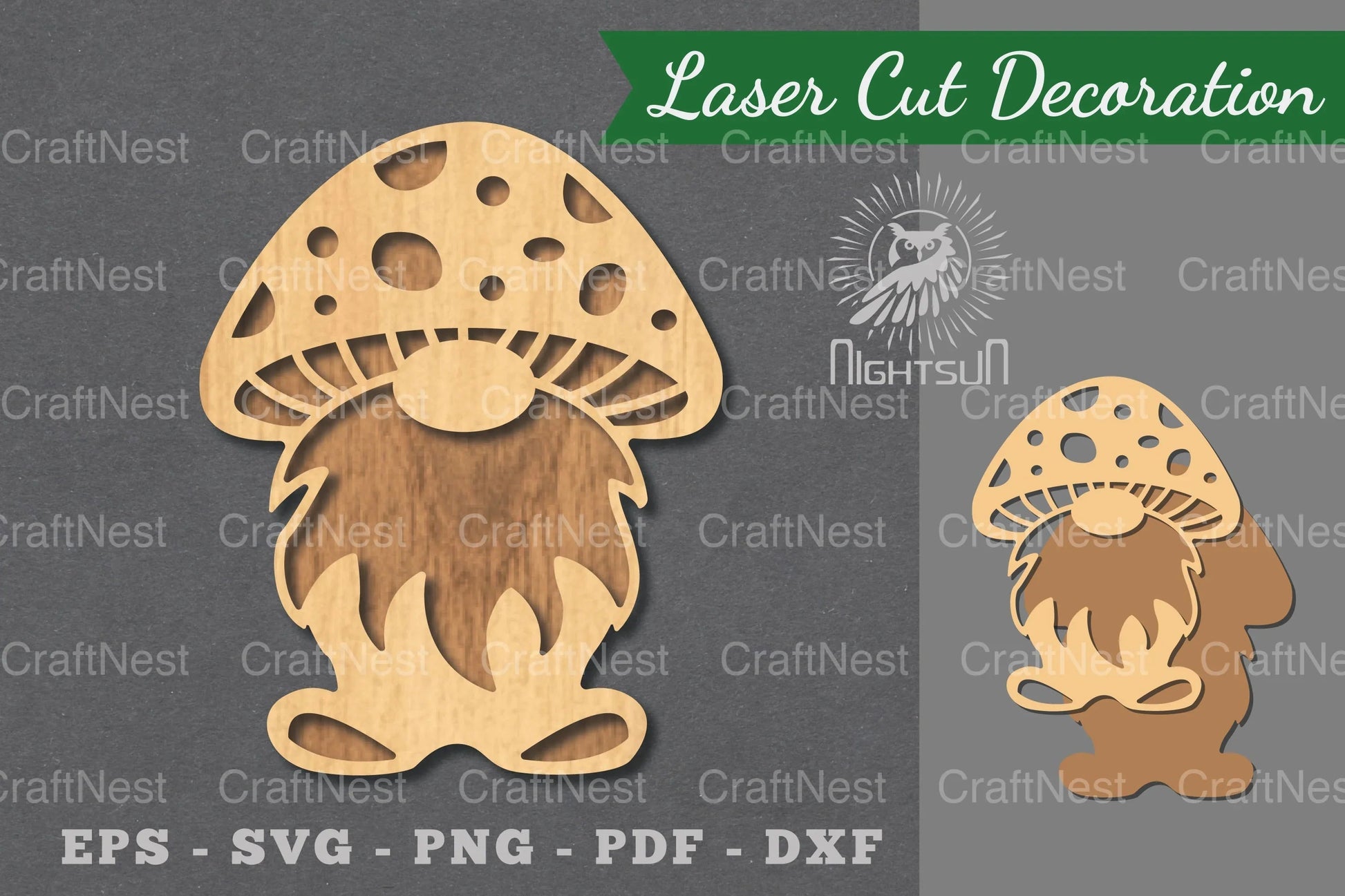 Mushroom Gnome Laser Cut Decoration Bundle - CraftNest - Digital Crafting and Art