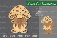 Mushroom Gnome Laser Cut Decoration Bundle - CraftNest - Digital Crafting and Art