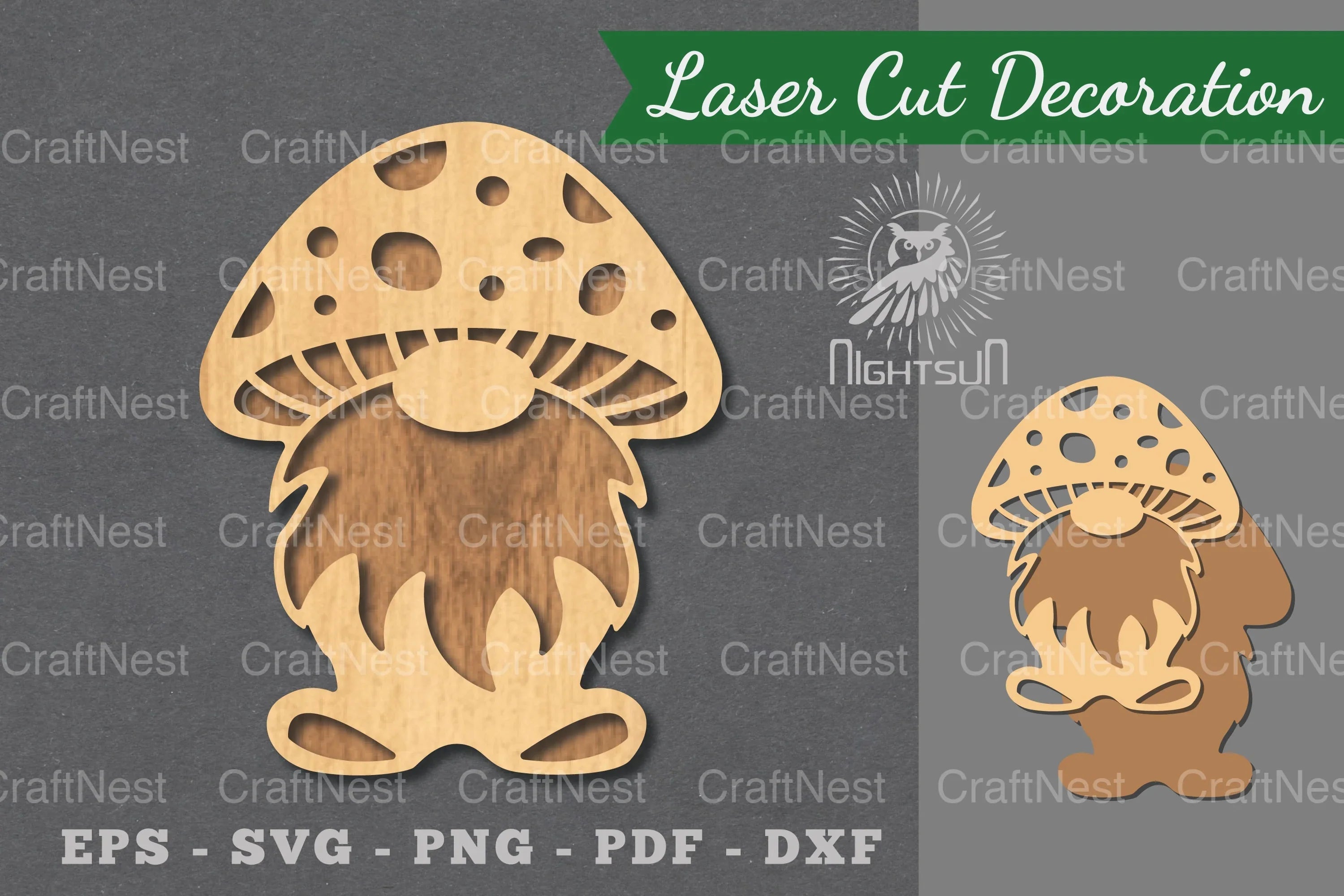 Mushroom Gnome Laser Cut Decoration Bundle - CraftNest - Digital Crafting and Art