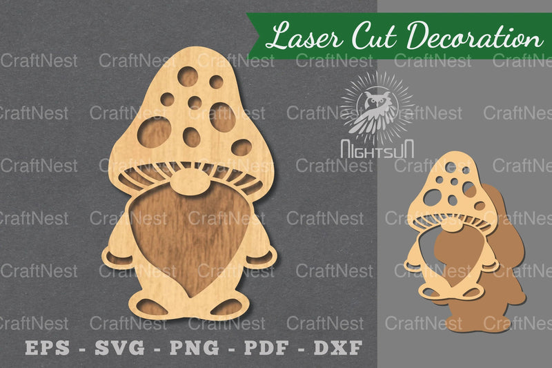 Mushroom Gnome Laser Cut Decoration Clipart Bundle - CraftNest - Digital Crafting and Art