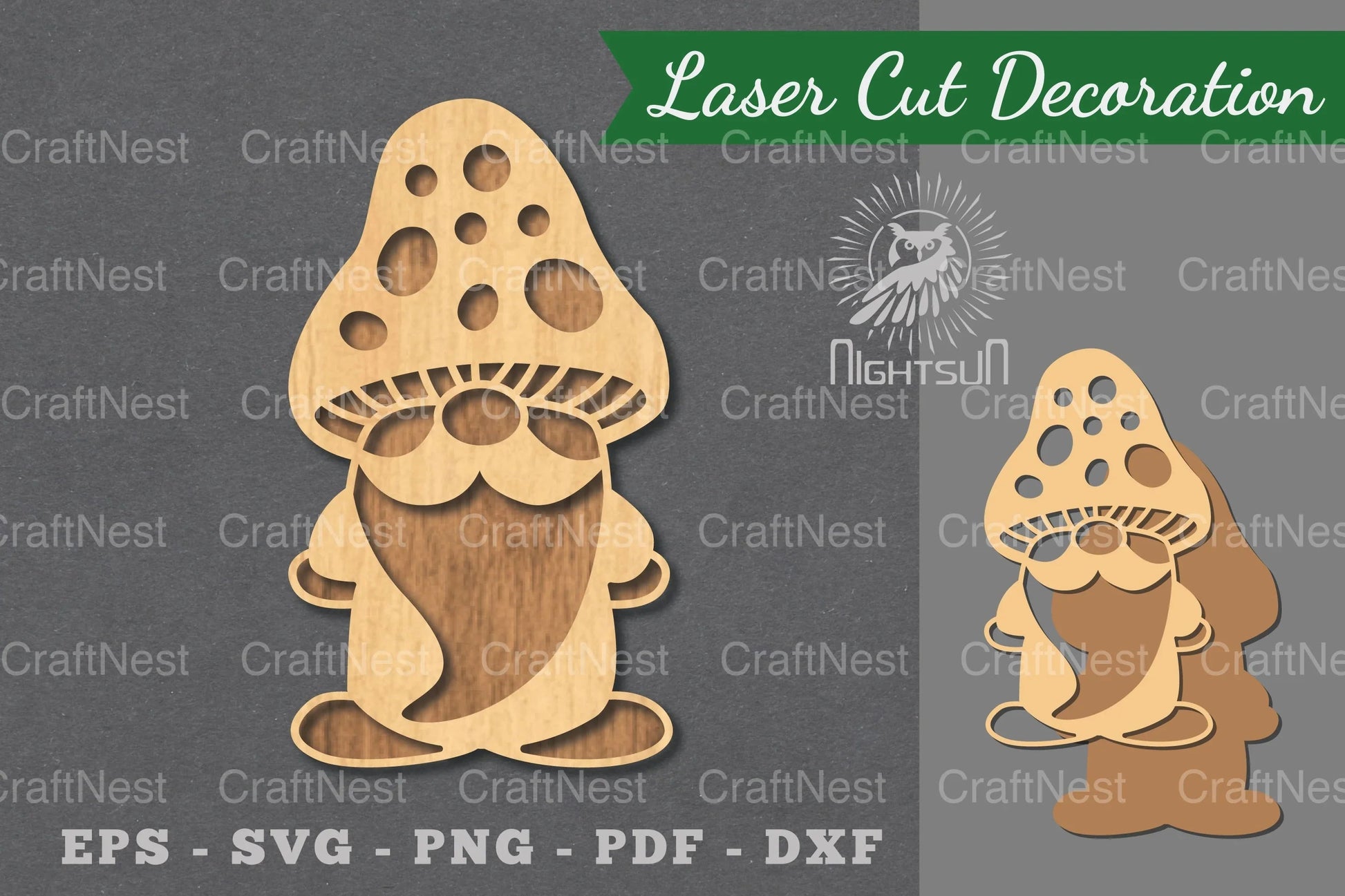 Mushroom Gnome Laser Cut Decoration Bundle - CraftNest - Digital Crafting and Art
