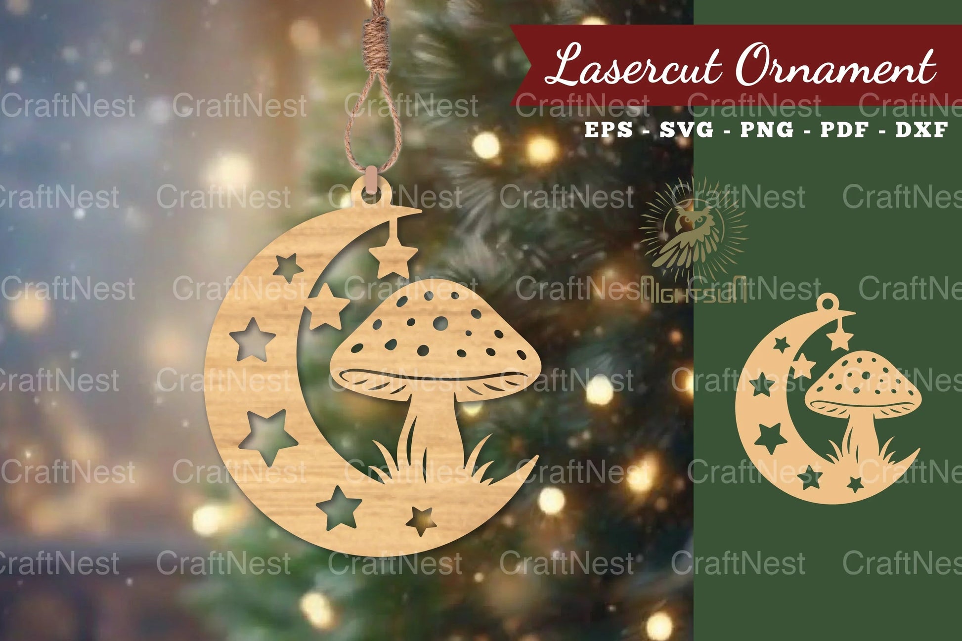 Mushroom in Moon Laser Cut Ornament Clipart Bundle - CraftNest - Digital Crafting and Art