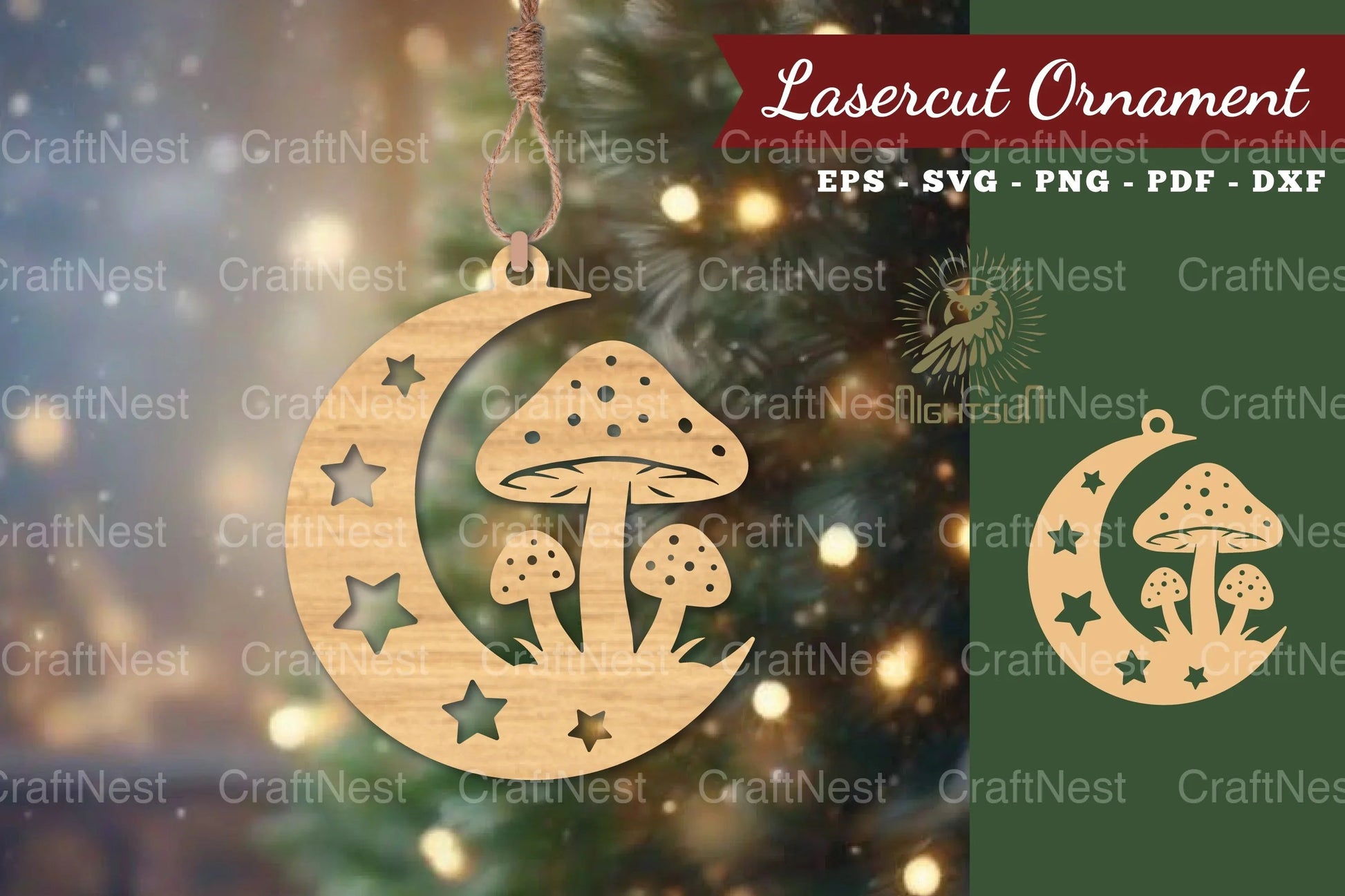 Mushroom in Moon Lasercut Ornament Clipart Bundle - CraftNest - Digital Crafting and Art
